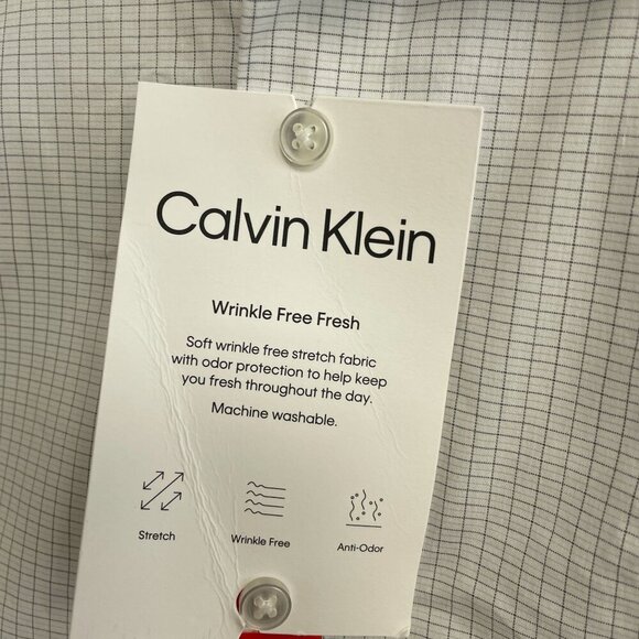 NEW Calvin Klein Men's M Button Down Dress Shirt White Checker Regular Fit - Picture 6 of 9